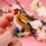 Dolly Dimple Design : Goldfinch on Thistle Brooch