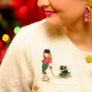 Laliblue : Christmas : Brooch for girl with cat on sled