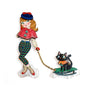 Laliblue : Christmas : Brooch for girl with cat on sled
