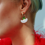Wolf & Moon : Carnation Hoop Earrings - Blue/White