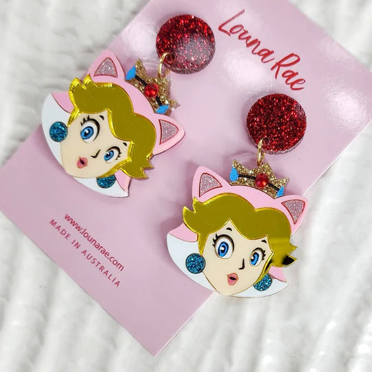 Louna Rae : Cat Peach Dangle Earrings [LUCKY LAST!]