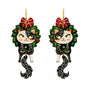 Laliblue : Christmas : Cat in a Christmas wreath earrings