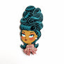Laliblue : Christmas : Christmas-themed brunette hair brooch with earring set