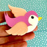 Birdie Bananas : Classic Pink Bluebird Brooch
