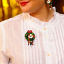 Laliblue : Christmas : Dog in a Christmas wreath brooch