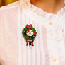 Laliblue : Christmas : Dog in a Christmas wreath brooch