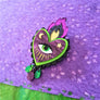 Cherryloco : Flaming Heart Statement Brooch - Neon Green and Purple