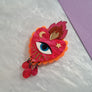 Cherryloco : Small Flaming Heart Brooch - Pink Neon
