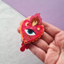 Cherryloco : Small Flaming Heart Brooch - Pink Neon