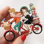 LaliBlue : Christmas : Friends on a bicycle brooch