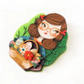 LaliBlue : Spring : Girl with Easter basket brooch