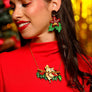 Laliblue : Christmas : Kitty collar on a holly branch necklace