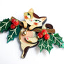 Laliblue : Christmas : Kitty on a holly branch brooch