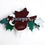 Laliblue : Christmas : Kitty on a holly branch brooch