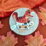 Cherryloco : Orange T Rex Dinosaur Teacup brooch or necklace