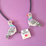 Cherryloco : Pigeon friends duo charm necklace