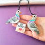 Cherryloco : Pigeon friends duo charm necklace