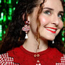 LaliBlue : Christmas : Pink Christmas Ball Earrings