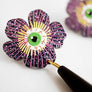 LaliBlue : Halloween Woods : Purple flower earrings with eyes