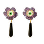 LaliBlue : Halloween Woods : Purple flower earrings with eyes