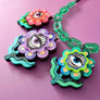 Cherryloco : Retro hippy boho flower charm trio statement necklace