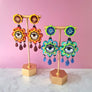 Cherryloco : Retro inspired flower dangle boho earrings