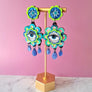 Cherryloco : Retro inspired flower dangle boho earrings