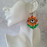 Cherryloco : Retro stylised flower hoop earrings