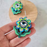Cherryloco : Retro stylised flower hoop earrings
