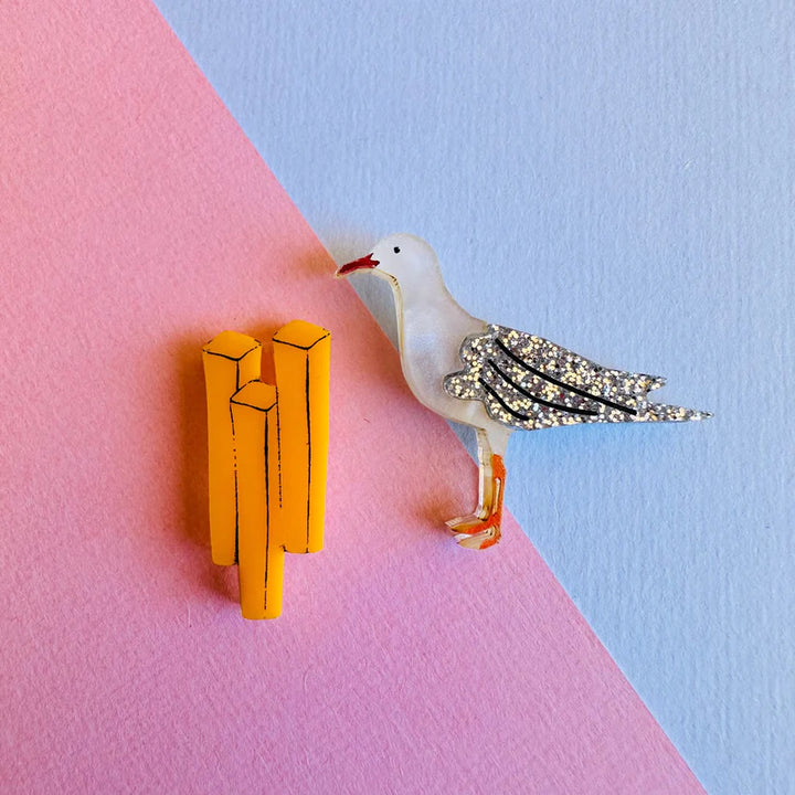 Mox & Co : Seagull and Chips Statement Studs