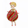 LaliBlue : Christmas : Striped Christmas Lady Ornament Brooch