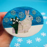 Dolly Dimple Design : Winter Rabbit Brooch