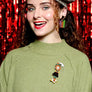 LaliBlue : Christmas : Woman with Umbrella Brooch