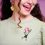 LaliBlue : Spring Festival : Girl playing the electric bass Brooch