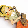 LaliBlue : Spring Festival : Girl playing the Saxophone Brooch