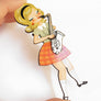 LaliBlue : Spring Festival : Girl playing the Saxophone Brooch