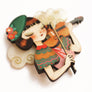 LaliBlue : Spring Festival : Girl playing the violin Brooch