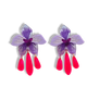 Bobbi Frances : Daintree : Ground Orchid with Small Hot Prink Drops Earring
