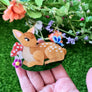 Cherryloco : Scottish Wildlife : Fallow deer fawn brooch or necklace