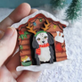 LaliBlue : Christmas : Christmas dog house brooch