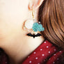 LaliBlue : Halloween : Clouds with bat Earrings