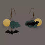 LaliBlue : Halloween : Clouds with bat Earrings