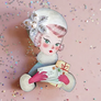 LaliBlue : Christmas : Girl with Christmas cards brooch