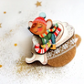 LaliBlue : Christmas : Little mouse in cappuccino brooch