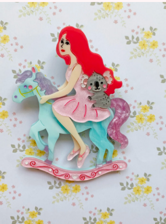 She Loves Blooms : My Cantering Bliss (Pink Hair Beauty) Brooch