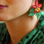 LaliBlue : Christmas : Poinsettia and candy earrings