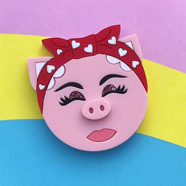 Little Pig Design : Rosie the Riveter Acrylic Pig Brooch [LUCKY LAST!]