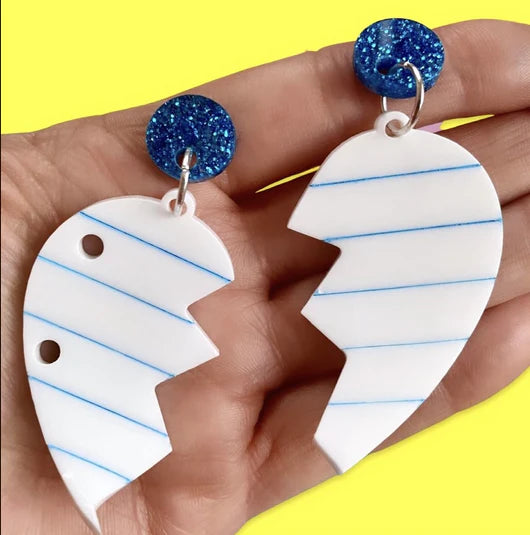 Little Pig Design : Torn Paper Hearts Acrylic Earrings