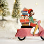 Laliblue : Christmas : Girl on scooter with gifts brooch
