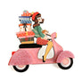 Laliblue : Christmas : Girl on scooter with gifts brooch